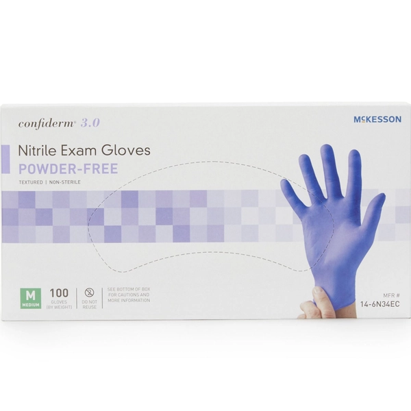 McKesson Confiderm 3.0 Nitrile Powder-Free Exam GlovesMedium - Box of 100