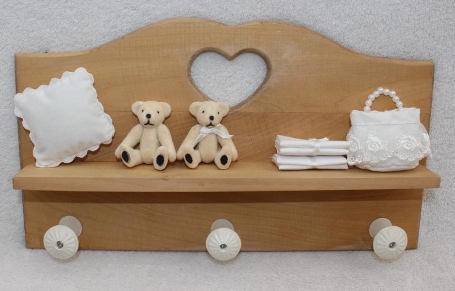 Vintage Handmade Pine Wooden Hanging Ornament Display Hooks - Nursery - Natural