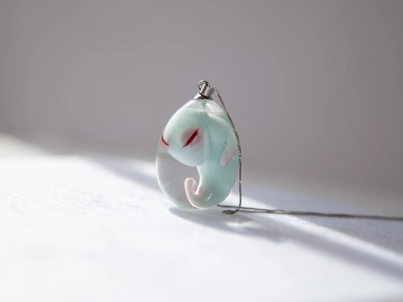 OOAK weird blue baby alien creepy cute handmade pendant. Fantasy cryptid necklace figurines jewelry for alien lovers!