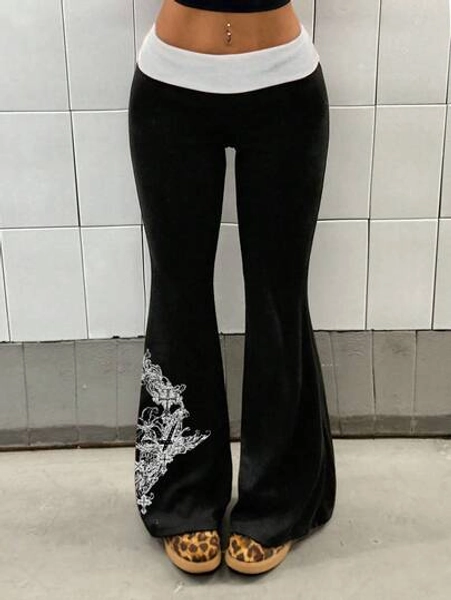 StreetHx Women's Black & Red Contrast Color Print Pants