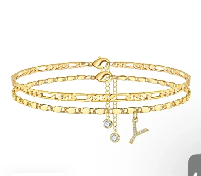 GANIA Letter Layered Ankle Bracelets for Women Dainty Chain Initial | Black Friday Sale TikTok Shop