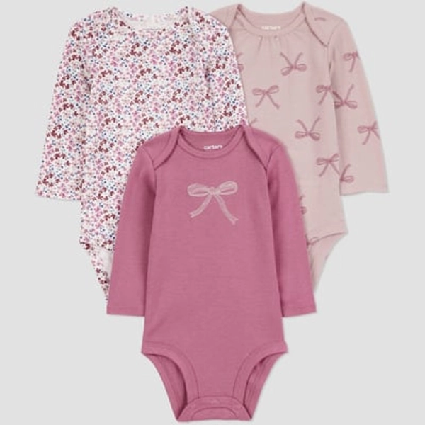Carter's Just One You® Baby Girls' Bows Long Sleeve Bodysuit - Burgundy 9M