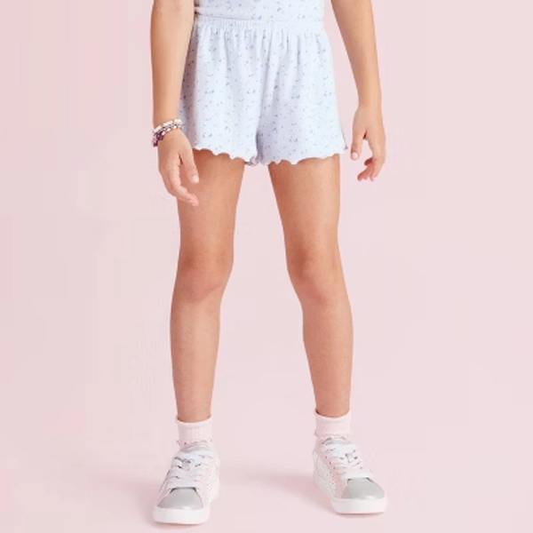 Girls' Rosie Everblooming Rosettes Ditsy Pointelle Shorts - LoveShackFancy x Target Blue L