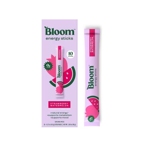 BLOOM NUTRITION Natural Energy Stick Packs - Strawberry Watermelon - 10pk