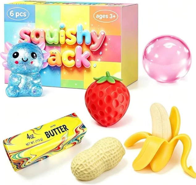 Squishy Toy Pack, Sensory Stress Relief Fidget Toys, Slow Rising Tpr,