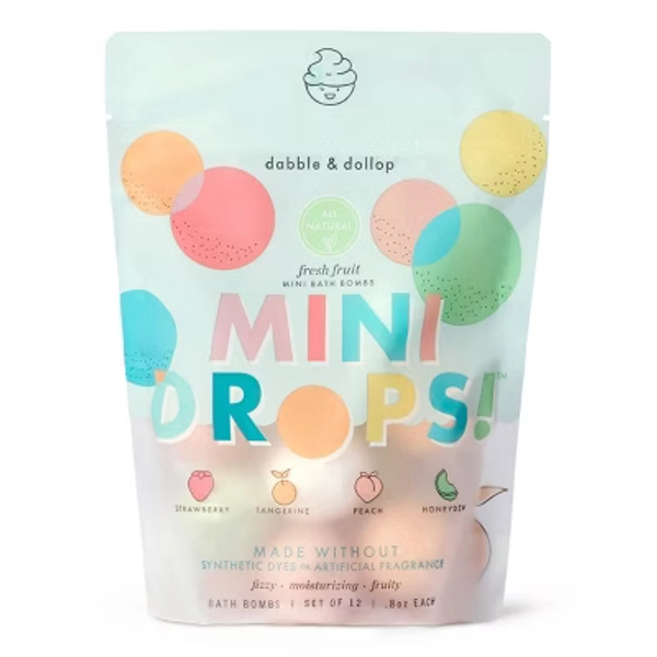 Dabble & Dollop Mini Bath Bombs - Fresh Fruit - 12ct/0.8oz