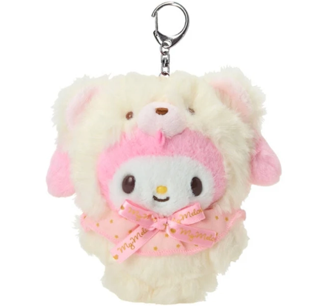 My Melody Fluffy Teddy Bear Plush Keychain with Mascot