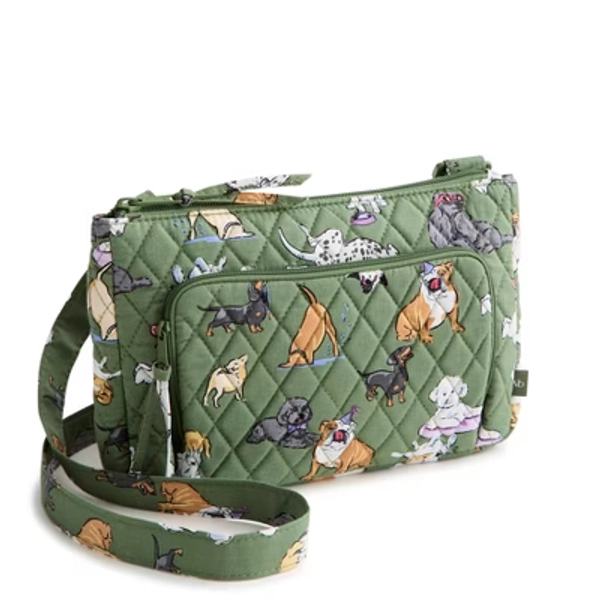 Vera Bradley Women's Outlet Cotton Little Hipster Crossbody Bag Dog Park