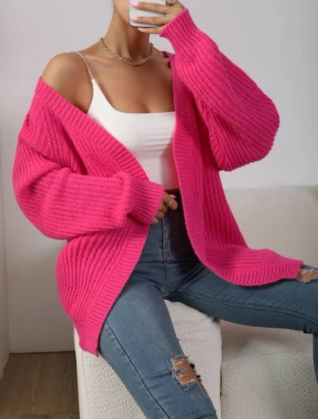 EMERY ROSE Women's Ribbed Knit Raglan Sleeve Duster Cardigan