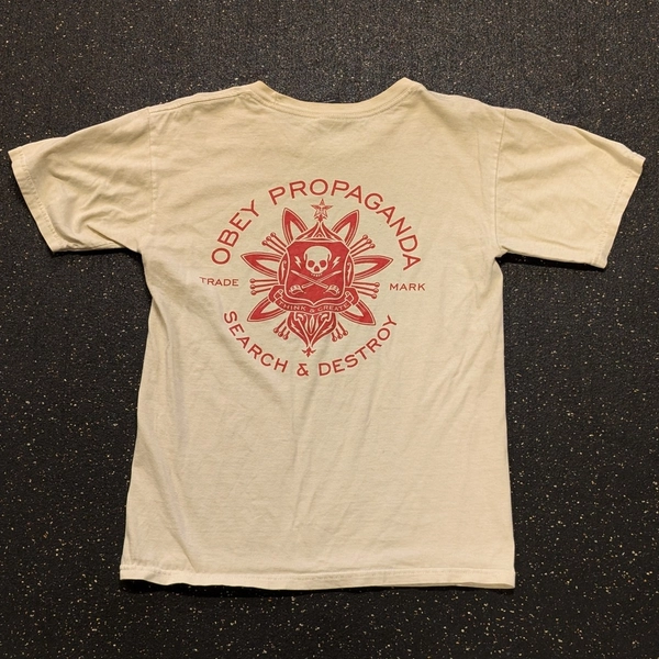 Obey Propaganda Mens Beige Graphic Print T-Shirt Shirt Tee Size S