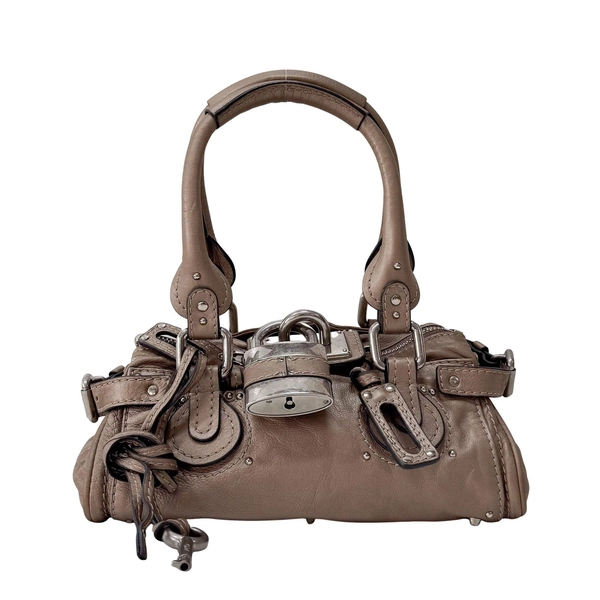 CHLOÉ Paddington Small Grey Leather Shoulder Bag