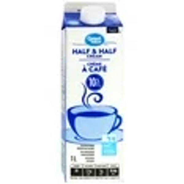 Great Value Half & Half Cream, 1 L
