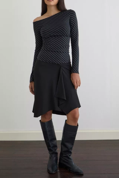 Motel Hoang Asymmetric Off-Shoulder Long Sleeve Top