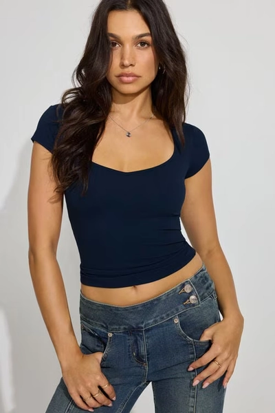 Sleek Sweetheart T Shirt Navy | Garage