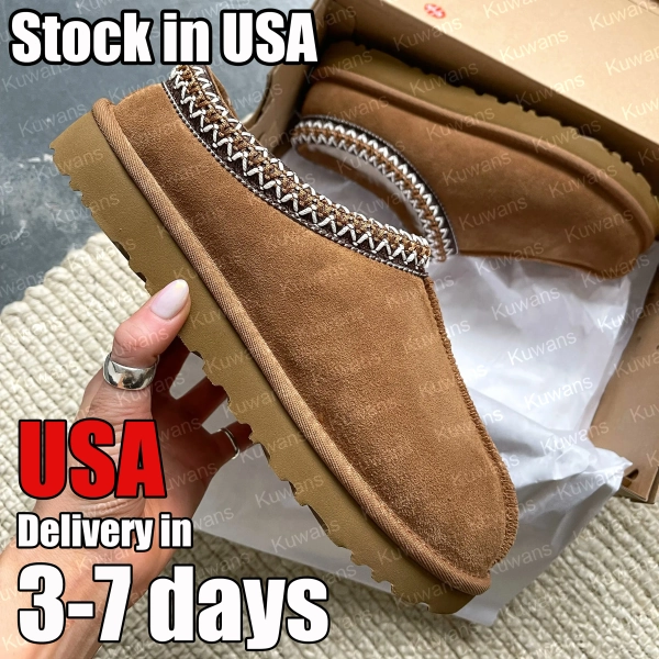 Tasman Slippers Tazz mustard seed Chestnut Sand Fur Slides Sheepskin Classic Ultra Mini Platform Boot Winter Women Men Slip-on Shoes Suede Upper Wool Fall