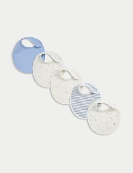 5 Pack Pure Cotton Dog Print Bibs