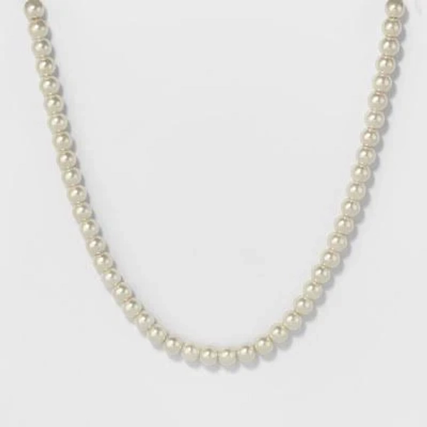 Short Pearl Necklace - A New Day : Lobster Claw Clasp, 3 Inch Extender, Glass & Plastic Beads