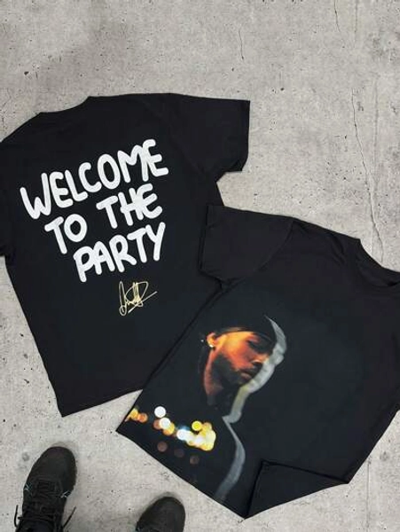 Manfinity Dauomo Unisex Retro Graphic T-Shirt Street Character Print Hip-Hop Element Spring And Summer Daily Wear T-Shirt