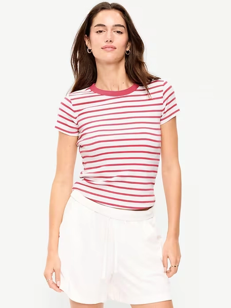 Snug Crew-Neck Ribbed T-Shirt