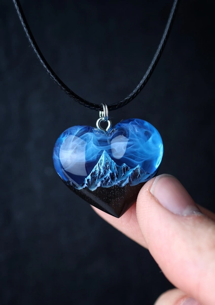 Wood Resin Glow Pendant – Heart Necklace Made-to-Order Personalized Gift