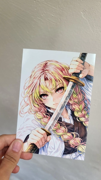 A6 postcard, Demon Slayer inspired, watercolor style, gift idea, gift, anime fans, gift card, Mitsuri Kanroji, anime
