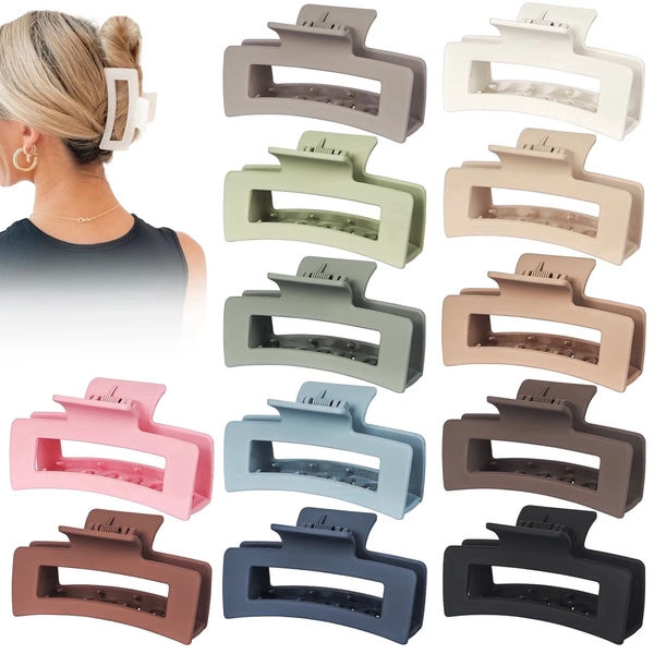 Vigorpace 12 Pack Hair Claw Clips for Women Girls, 4.1" Large Claw Clips for Thick Thin Hair, Strong Hold Big Banana Clips - Walmart.com