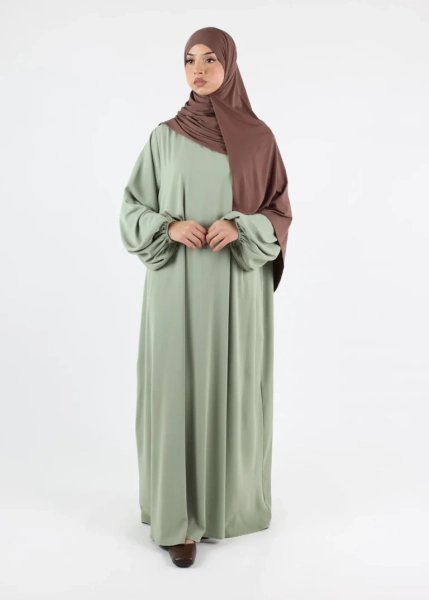 Abaya Hana - Premium Korean Nida - Soft Moss - Ina Collection