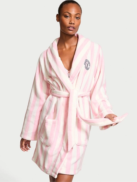 Pink Stripe Cosy Short Dressing Gown