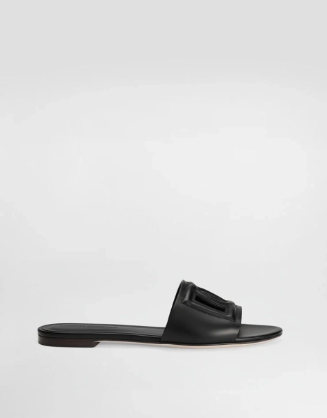 Calfskin slides with DG Millennials logo