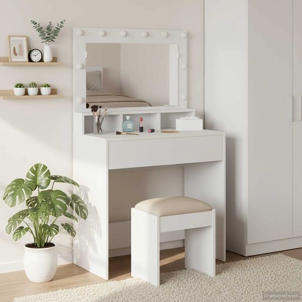 vidaXL Mesa de vestir Branco 75,5 x 41 x 135 cm Madeira processada