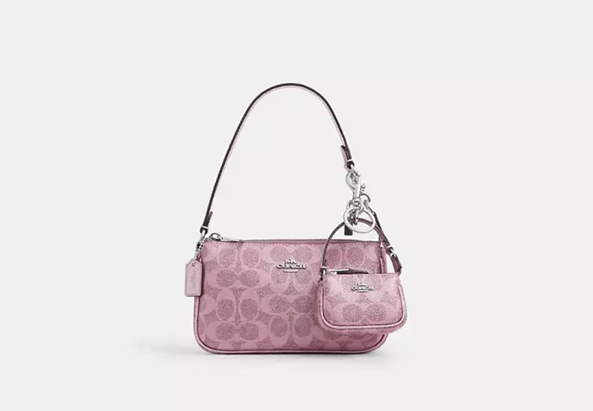 Silver Boxed Nolita 19 And Nolita Bag Charm Set In Signature Canvas