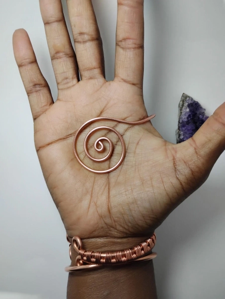 Copper Palm Ring, Palm Cuff, Copper Cuff, Spiral Hand Cuff, Handmade Copper Bracelet Cuff
