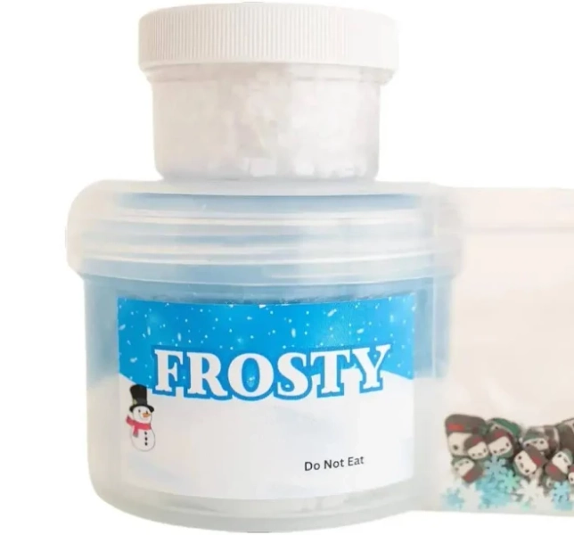 Frosty DIY Slime - Winter-Themed Layered Slime with Icee Bottom, Clear Iridescent Middle Layer & 1 Oz Bingsu Topper - Includes Charm Bag