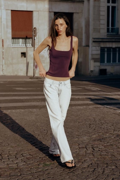 JEAN TRF WIDE LEG TAILLE BASSE - Blanc - 32