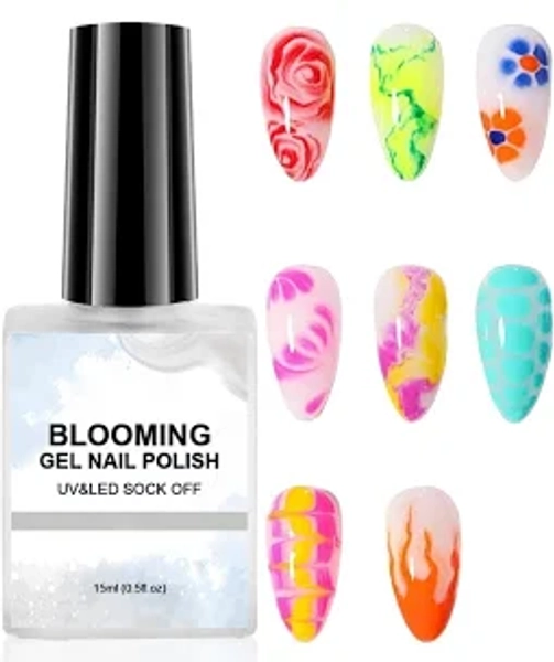 Blooming Gel Clear Soak Off UV LED Blooming Gel Nail Polish - Stunning Blossom Effects for DIY Nail Art & Salon Designs, Perfect for Nail Decoration &
