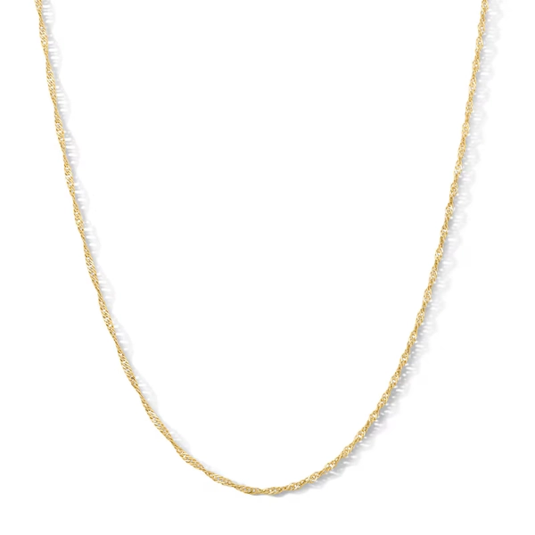 1.3mm Singapore Chain Necklace in Solid 10K Gold - 20"