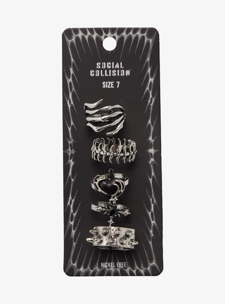 Social Collision Cyber Spike Cross Ring Set