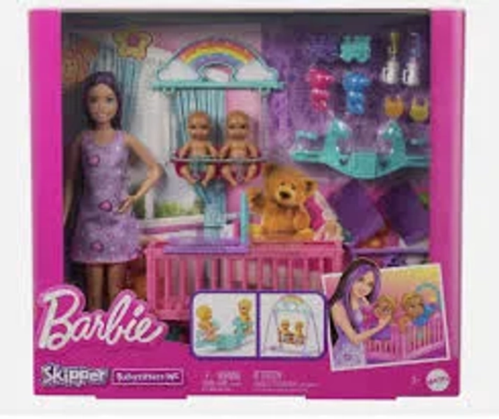 Barbie Skipper Babysitters Inc Twin Nursery Playset - 17pc Set with 2 Baby Dolls