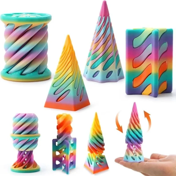 4 Pack Pastel Impossible Cone Fidget Toys, Flexible Spiral Pyramid for Stress Relief, Kids Adults