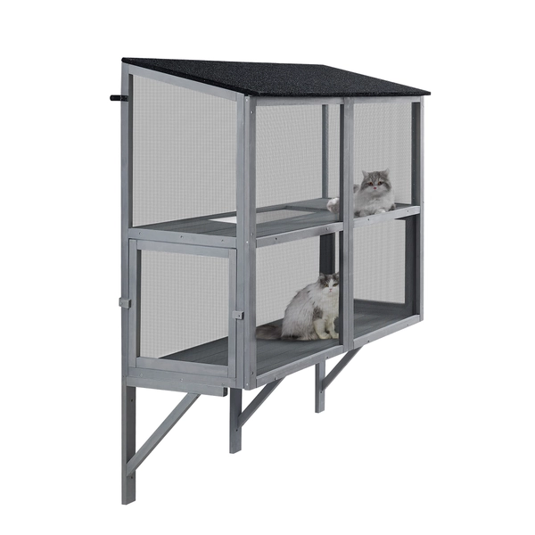 UniPaws Bug Proof Cat Catio Window Perch House with Filter Screen, Grey, 39.4" L X 19.7" W X 50" H