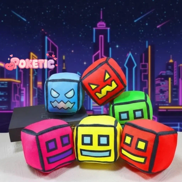 Geometry Dash Cube Plush | Gamer Room Decor, Kids Gift