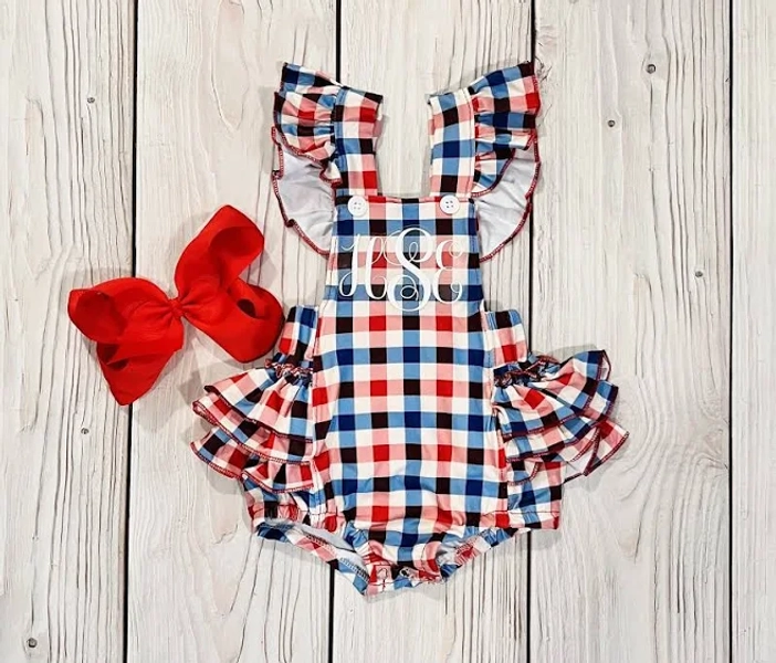 Baby Girl 4th of July Patriotic Bubble Romper