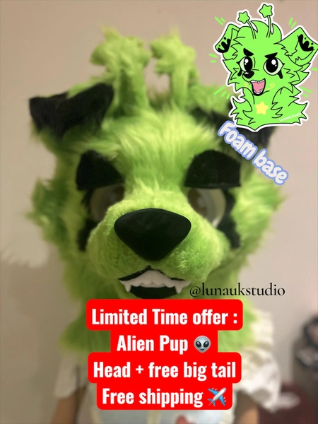 Alien dog Fursona Furry head + tail set  (ready to dispatch) Handmade Custom Fursuit Head, fursuit head, Fursuit Accessories
