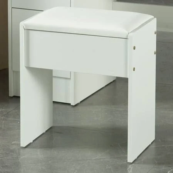 JBLCC Vanity Chair Upholstered Seat Vanity Stool for Bedroom Vanity Desk Backless White Faux Leather
