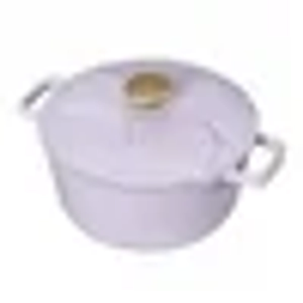 Beautiful 4 Quart Enameled Cast Iron Round Dutch Oven with Petal Design Lid, Lavender by Drew Barrymore