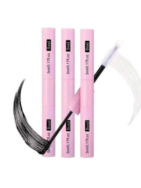 Waterproof Eyelash Glue (3 Counts), 2 In 1 Long-Lasting Lash Bond & Seal Glue, Sweat-Proof Eyelash Extension Lash Glue For Cluster Lashes