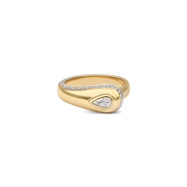 RING PRESTIGE PEAR POLISHED GOLD