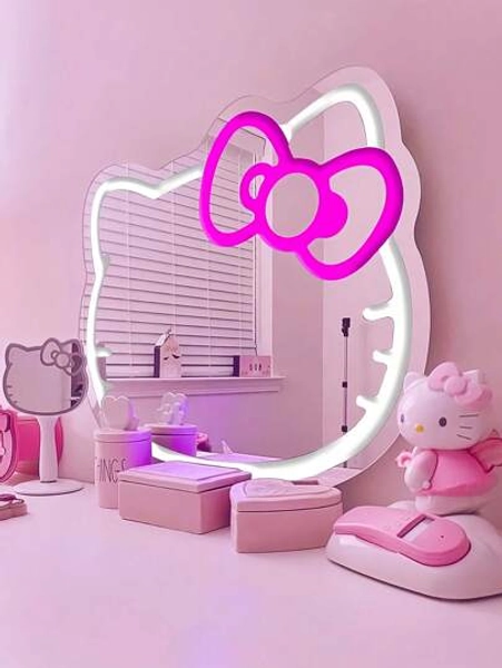 Sanrio 1pc Neon Light - Cute Cartoon Pink Mi Mirror Neon Light, Dresser Light USB/Battery Powered LED Neon Light, Pink Bedroom Wall Decoration, Fit For Room, Valentine's Day Party, Birthday, Wedding, Home, Christmas Decoration, Send Girlfriend, Wife, Friend, Family, Lover