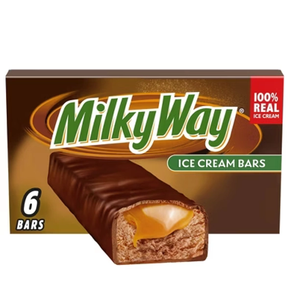 Milky Way Chocolatey Ice Cream Bars with Caramel and a Milk Chocolatey Coating - 12 fl oz/6ct