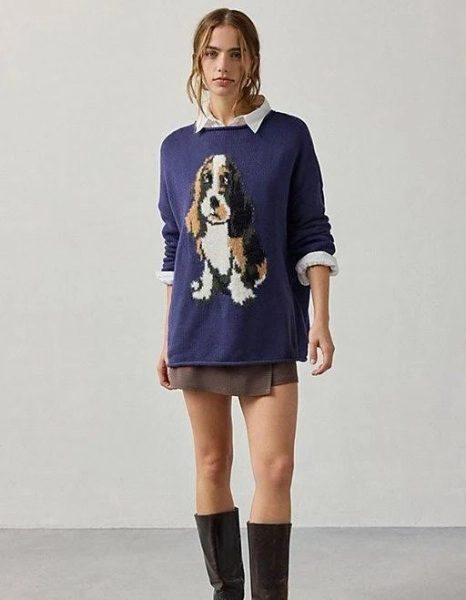 BDG Reagan Dog Graphic Oversized Rollneck Sweater